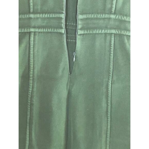 Tory Burch Twill Dress 100% Cotton Sleeveless Crew Neck Sheath Midi Green Size 4 - Picture 11 of 16
